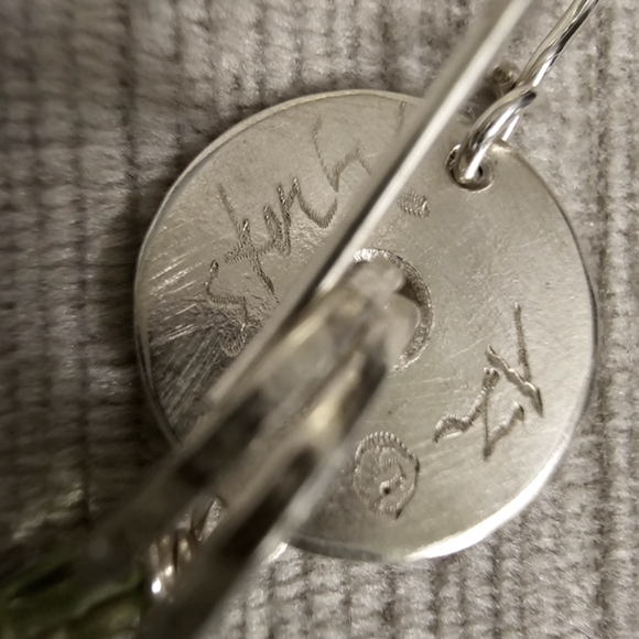 Hammered Silver Disk Drop Earrings - Picture 4 of 4